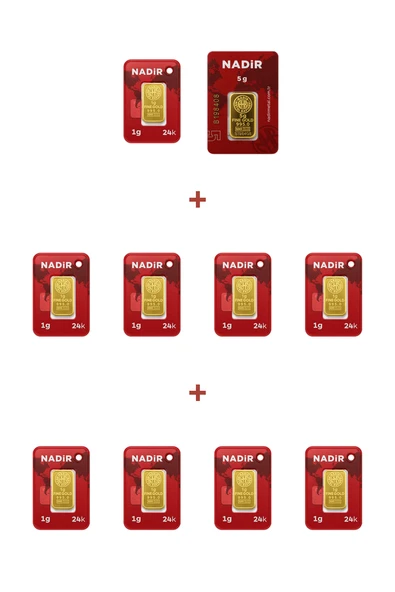 Nadir Gold 24 Ayar 14 Gram Külçe Altın (1 Adet 5 Gram Külçe Altın + 9 Adet 1 Gram Külçe Altın ) ürün görseli 1
