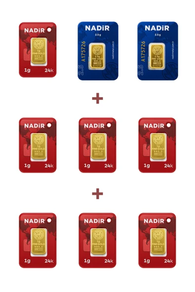 Nadir Gold 24 Ayar 12 Gram Külçe Altın (2 Adet 2,5 Gram Külçe Altın + 7 Adet 1 Gram Külçe Altın ) ürün görseli 1