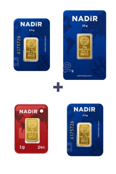 Nadir Gold 24 Ayar 16 Gram Altın (1 Ad 10 Gram Altın + 2 Ad 2,5 Gram Altın + 1 Ad 1 Gram Altın ) ürün görseli 1