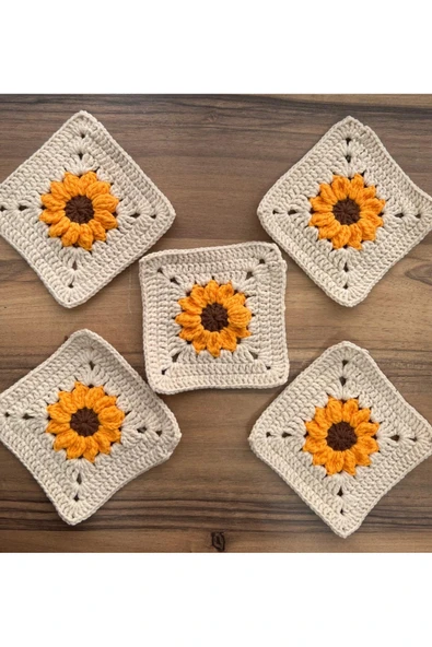 Modaminik Ayçiçeği Model El Örgüsü Motif (5 Adet) ürün görseli 1