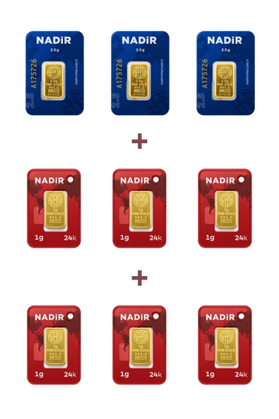Nadir Gold 24 Ayar 13,5 Gram Külçe Altın (3 Adet 2,5 Gram Külçe Altın + 6 Adet 1 Gram Külçe Altın ) ürün görseli 1