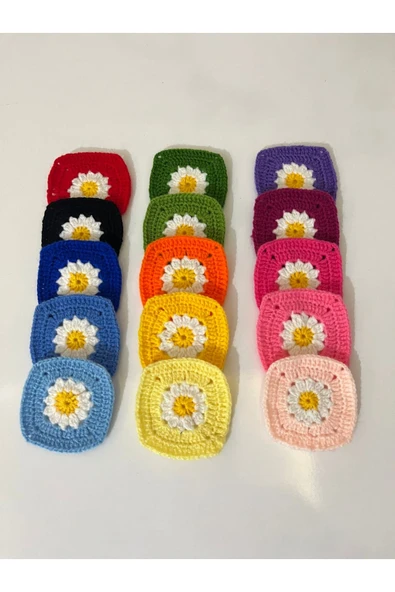 Petek Collection Kare model papatya örgü motifler 6 cm (10’lu karışık renk) ürün görseli 1