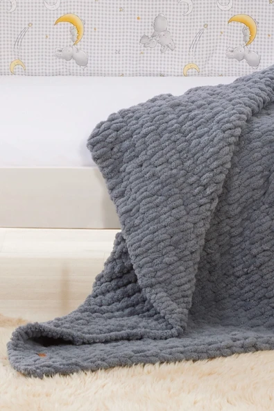 Moda Biçer Pofuduk Puffy Örgü Bebek Battaniyesi ürün görseli 1