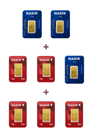 Nadir Gold 24 Ayar 12,5 Gram Külçe Altın (3 Adet 2,5 Gram Külçe Altın + 5 Adet 1 Gram Külçe Altın ) ürün görseli 1