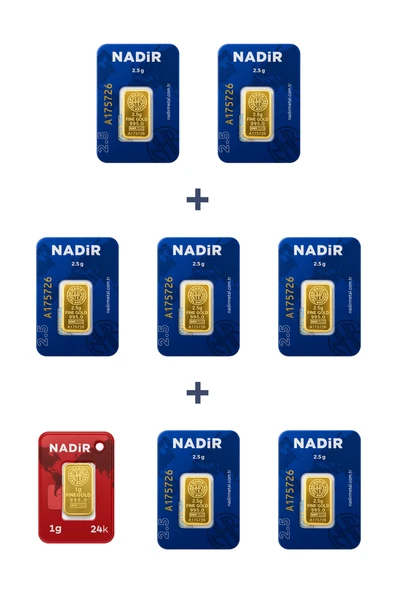Nadir Gold 24 Ayar 18,5 Gram Külçe Altın (7 Adet 2,5 Gram Külçe Altın + 1 Adet 1 Gram Külçe Altın ) ürün görseli 1
