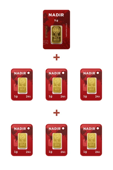 Nadir Gold 24 Ayar 11 Gram Külçe Altın (1 Adet 5 Gram Külçe Altın + 6 Adet 1 Gram Külçe Altın ) ürün görseli 1