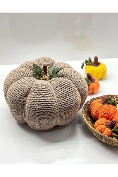 atölye +1 Örgü Kabak-Amigurumi Kabak-Büyük Boy Gri Kabak ürün görseli 1