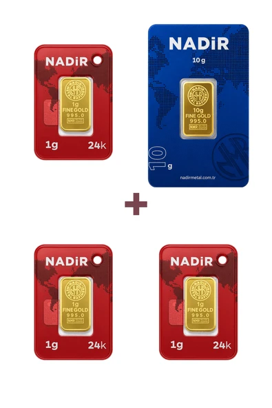 Nadir Gold 24 Ayar 13 Gram Külçe Altın (1 Adet 10 Gram Külçe Altın + 3 Adet 1 Gram Külçe Altın ) ürün görseli 1