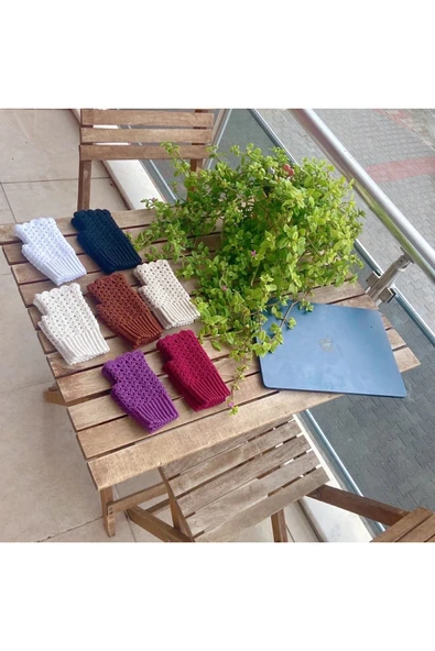 butiktia El örgüsü parmaksız eldiven - Resim 2