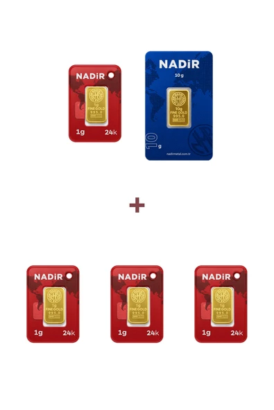 Nadir Gold 24 Ayar 14 Gram Külçe Altın (1 Adet 10 Gram Külçe Altın + 4 Adet 1 Gram Külçe Altın ) ürün görseli 1