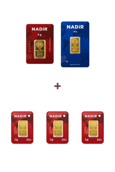 Nadir Gold 24 Ayar 18 Gram Altın (1 Ad 10 Gram Altın + 1 Ad 5 Gram Altın + 3 Ad 1 Gram Altın ) ürün görseli 1