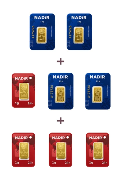 Nadir Gold 24 Ayar 14 Gram Külçe Altın (4 Adet 2,5 Gram Külçe Altın + 4 Adet 1 Gram Külçe Altın ) ürün görseli 1