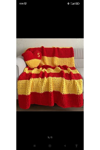 Tonydays 2 li set Puffy battaniye üzel taraftar battaniyesi ve puffy taraftar kalp yastık ürün görseli 1