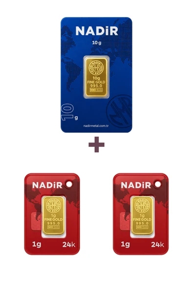 Nadir Gold 24 Ayar 12 Gram Külçe Altın (1 Adet 10 Gram Külçe Altın + 2 Adet 1 Gram Külçe Altın ) ürün görseli 1