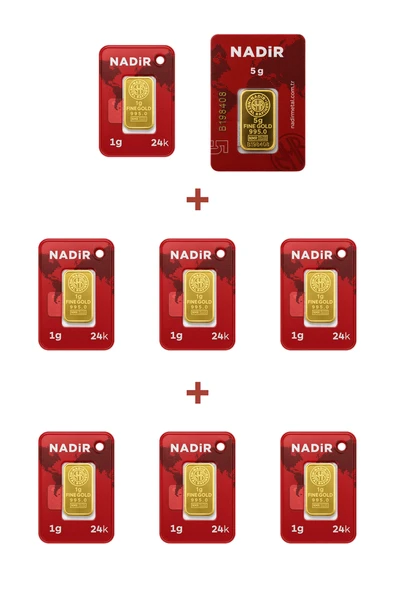 Nadir Gold 24 Ayar 12 Gram Külçe Altın (1 Adet 5 Gram Külçe Altın + 7 Adet 1 Gram Külçe Altın ) ürün görseli 1