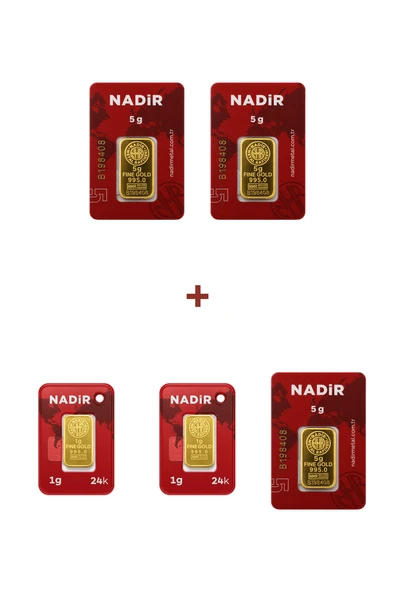 Nadir Gold 24 Ayar 17 Gram Külçe Altın (3 Adet 5 Gram Külçe Altın + 2 Adet 1 Gram Külçe Altın ) ürün görseli 1