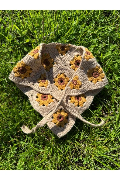 RA Design Ayçiçek örgü bandana - Resim 3
