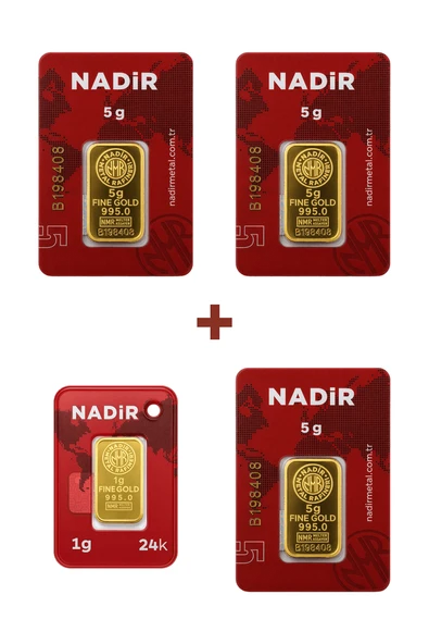 Nadir Gold 24 Ayar 16 Gram Külçe Altın (3 Adet 5 Gram Külçe Altın + 1 Adet 1 Gram Külçe Altın ) ürün görseli 1
