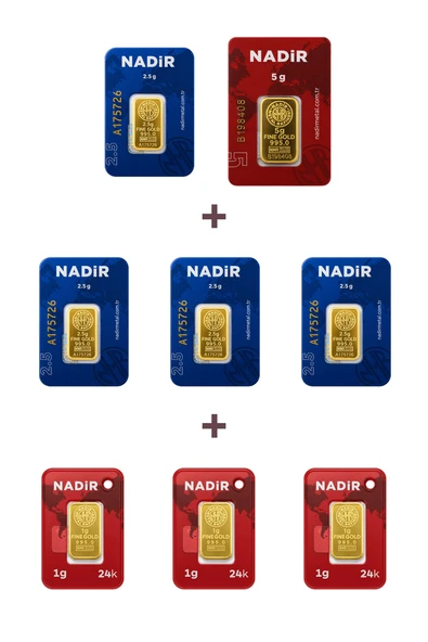 Nadir Gold 24 Ayar 18 Gram Altın (1 Ad 5 Gram Altın + 4 Ad 2,5 Gram Altın + 3 Ad 1 Gram Altın ) ürün görseli 1