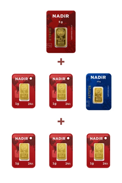 Nadir Gold 24 Ayar 12,5 Gram Altın (1 Ad 5 Gram Altın + 1 Ad 2,5 Gram Altın + 5 Ad 1 Gram Altın ) ürün görseli 1
