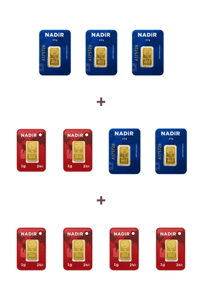 Nadir Gold 24 Ayar 18,5 Gram Külçe Altın (5 Adet 2,5 Gram Külçe Altın + 6 Adet 1 Gram Külçe Altın ) ürün görseli 1