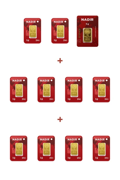 Nadir Gold 24 Ayar 15 Gram Külçe Altın (1 Adet 5 Gram Külçe Altın + 10 Adet 1 Gram Külçe Altın ) ürün görseli 1