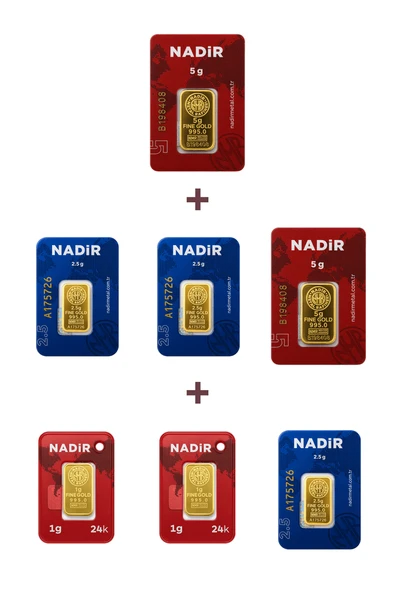 Nadir Gold 24 Ayar 19,5 Gram Altın (2 Ad 5 Gram Altın + 3 Ad 2,5 Gram Altın + 2 Ad 1 Gram Altın ) ürün görseli 1
