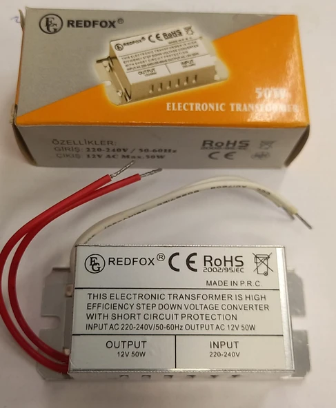 REDFOX AC 12V 50W TRAFO / G4 KAPSÜL VEYA MR16 ÇANAK AMPÜL UYUMLU ürün görseli 1