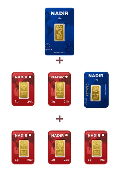 Nadir Gold 24 Ayar 17,5 Gram Altın (1 Ad 10 Gram Altın + 1 Ad 2,5 Gram Altın + 5 Ad 1 Gram Altın ) ürün görseli 1