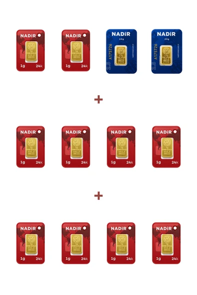 Nadir Gold 24 Ayar 15 Gram Külçe Altın (2 Adet 2,5 Gram Külçe Altın + 10 Adet 1 Gram Külçe Altın ) ürün görseli 1