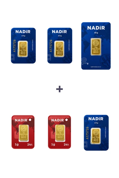 Nadir Gold 24 Ayar 19,5 Gram Altın (1 Ad 10 Gram Altın + 3 Ad 2,5 Gram Altın + 2 Ad 1 Gram Altın ) ürün görseli 1