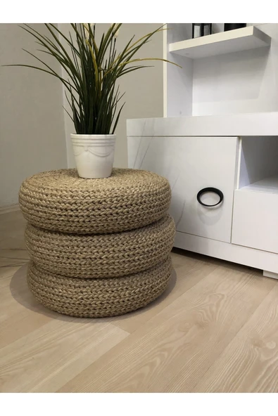 Hayal Home Hasır Örgülü 3lü Puf (42*12 Ölçüleri) ürün görseli 1