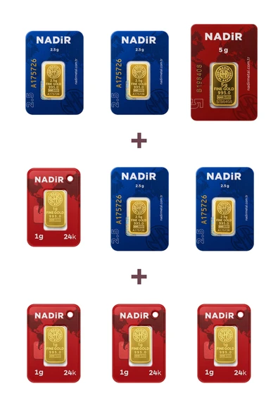 Nadir Gold 24 Ayar 19 Gram Altın (1 Ad 5 Gram Altın + 4 Ad 2,5 Gram Altın + 4 Ad 1 Gram Altın ) ürün görseli 1