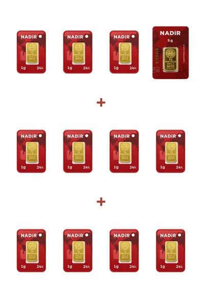 Nadir Gold 24 Ayar 16 Gram Külçe Altın (1 Adet 5 Gram Külçe Altın + 11 Adet 1 Gram Külçe Altın ) ürün görseli 1