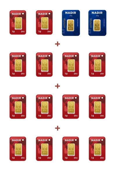 Nadir Gold 24 Ayar 19 Gram Külçe Altın (2 Adet 2,5 Gram Külçe Altın + 14 Adet 1 Gram Külçe Altın ) ürün görseli 1