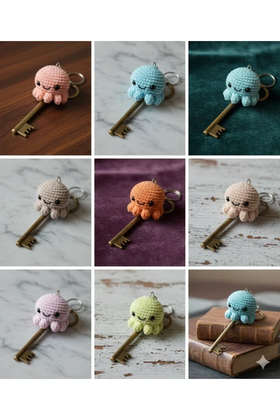 OBLİVİON Amigurumi Ahtapot Anahtarlık - Hediyelik El Örgüsü Ahtapot Anahtarlık 1 ADET ürün görseli 1