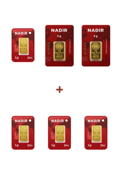 Nadir Gold 24 Ayar 14 Gram Külçe Altın (2 Adet 5 Gram Külçe Altın + 4 Adet 1 Gram Külçe Altın ) ürün görseli 1