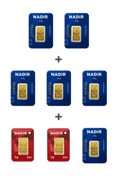 Nadir Gold 24 Ayar 17 Gram Külçe Altın (6 Adet 2,5 Gram Külçe Altın + 2 Adet 1 Gram Külçe Altın ) ürün görseli 1
