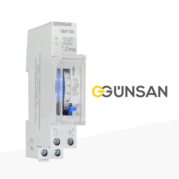 Günsan Mekanik Zaman Saati 100 Saat Rezervli, 24 Saatlik Otomat Tipi (220–240V AC / 230V~) ürün görseli 1