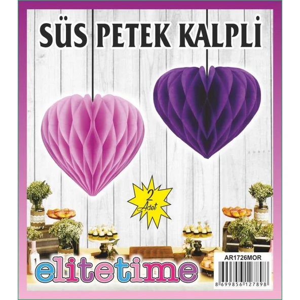 Süs Ponpon Kalpli Mor 2'li ürün görseli 1