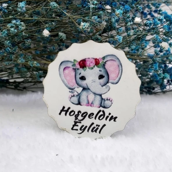 Fil Baskılı Çiçek Desenli Bebek Magnetleri Uv Baskı Ahşap(30 Adet) ürün görseli 1