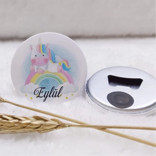 Bebek Şekeri Buton Açacak Magnet Unicorn Uv Baskılı(30 Adet) ürün görseli 1
