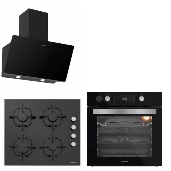 Silverline  Buhar Destekli + Airfryer 3457 Soho - Cs5335 - BO65P4B01 Siyah Cam Ankstre Set ürün görseli 1