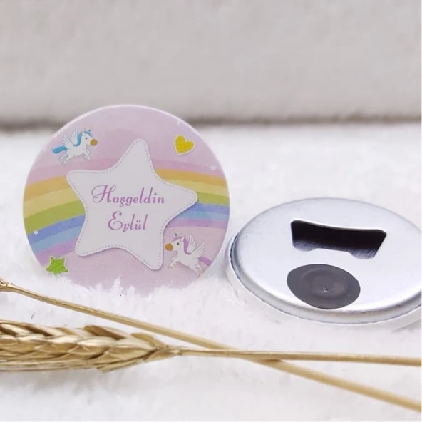 Bebek Magneti Buton Açacak Magnet Unicorn Uv Baskılı(30 Adet) ürün görseli 1