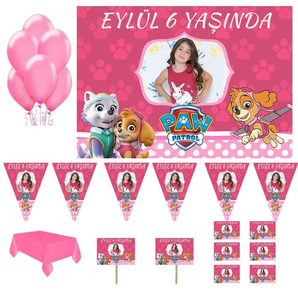 Paw Patrol Kız Doğum Günü Süsleme Seti Parti Malzemeleri ürün görseli 1