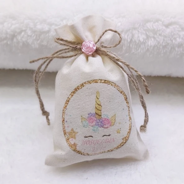 Unicorn Baskılı Lavanta Kesesi Bebek Hediyesi, Bebek Mevlüt Hediyesi, Bebek Şekeri(30 Adet) ürün görseli 1