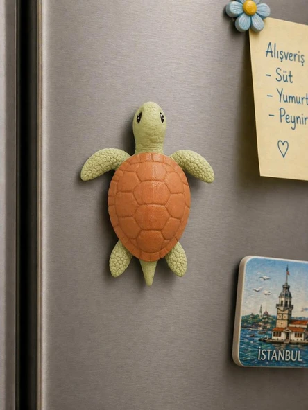 Kaplumbağa Buzdolabı Magneti – Dekoratif Sevimli Mutfak Süsü | 8 cm Mini Figür Magnet ürün görseli 1