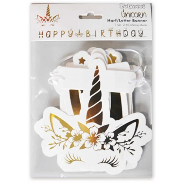 Unıcorn Flama Happy Bırthday Altın ürün görseli 1
