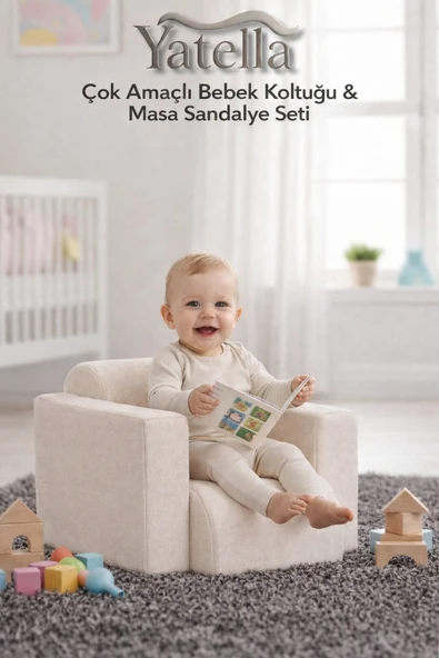 Yatella Çok Amaçlı Bebek Koltuğu & Masa Sandalye Seti - BEJ ürün görseli 1