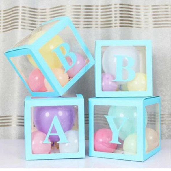 Baby Yazılı Demonte 25 cm Şeffaf Kutu Set Mavi ürün görseli 1